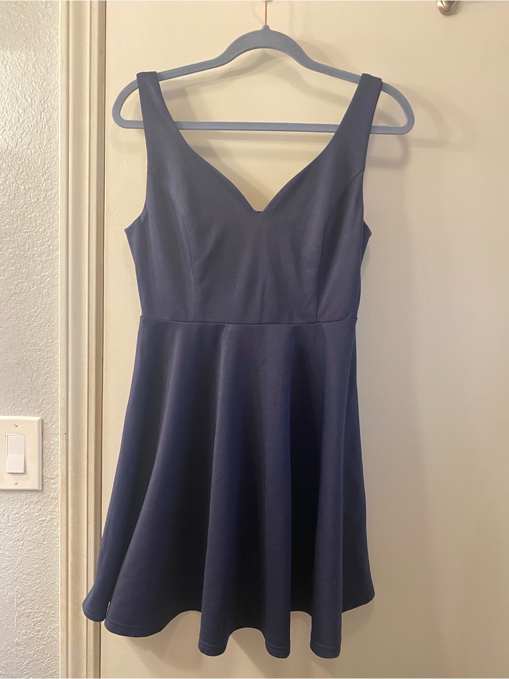 Navy V-Neck Fit & Flare Dress